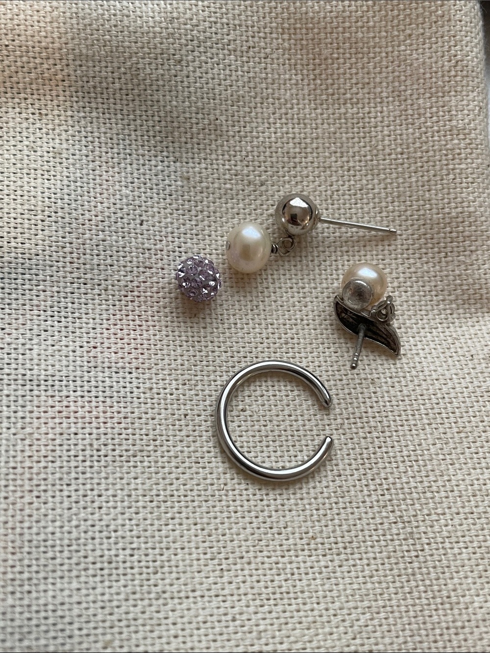 Pearl and Lilac Crystal Stud Earring Set - Women Jewelry